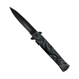 4" Black Dragon Knife with ABS Handle