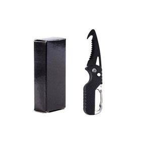 Serrated Pocket Knife Hook Blade Utility Knife Folding Camping Knife Parcel Knife Pocket Carton Cutter Box Opener Outdoor Multitool (Color: Black Black Blade)